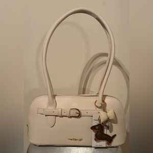 Madden Girl Ivory Shoulder Bag with Charm